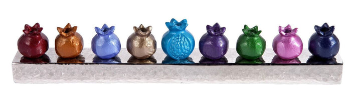 Emanuel Strip Chanukah Menorah Pomegranates-- Multicolor (EM-HK3)