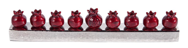 Emanuel Strip Chanukah Menorah Pomegranates-- Red (EM-HK4)