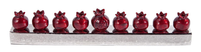 Emanuel Strip Chanukah Menorah Pomegranates-- Red (EM-HK4)