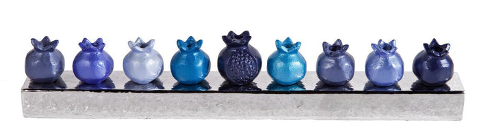 Emanuel Strip Chanukah Menorah Pomegranates-- Blue (EM-HK5)
