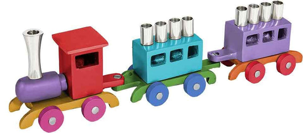 Emanuel Anodized Chanukah Menorah, Train-- Multicolor (EM-HMY1)