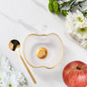Rite Lite Apple Shaped Frosted Glass Honey Dish With Gold Spoon