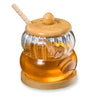 Rite Lite Glass Honey Jar with Wood Lid and Stand and Honey Dipper, 3.25 Inch Diameter