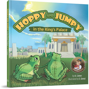 Hoppy and Jumpy in the King's Palace front cover — K. Cohen, hardcover, published by Menucha Publishers