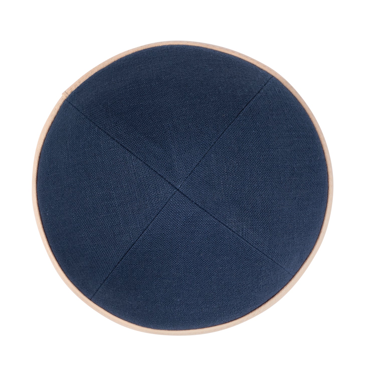 Pink Linen Kippah - showing rim trim, six-panel construction