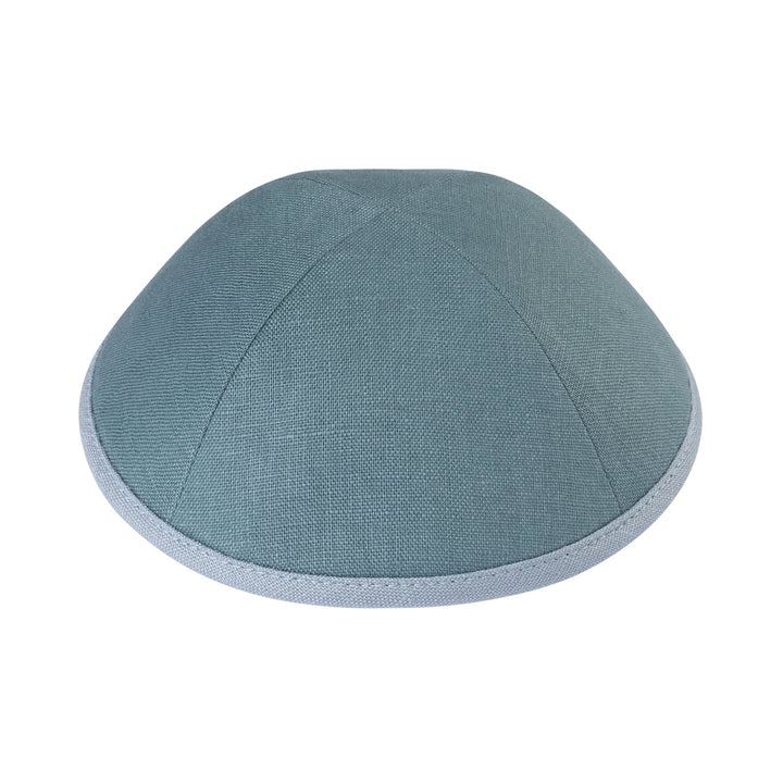 iKippah Blue-Gray Linen Kippah with Powder Blue Rim
