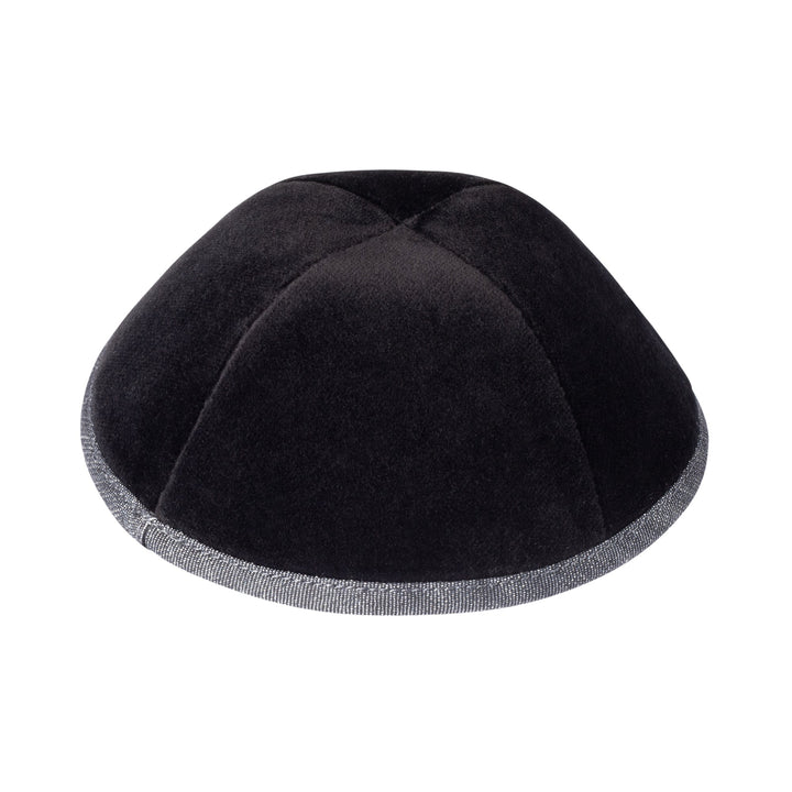 Black Velvet Kippah – Dark Denim Rim Yarmulke