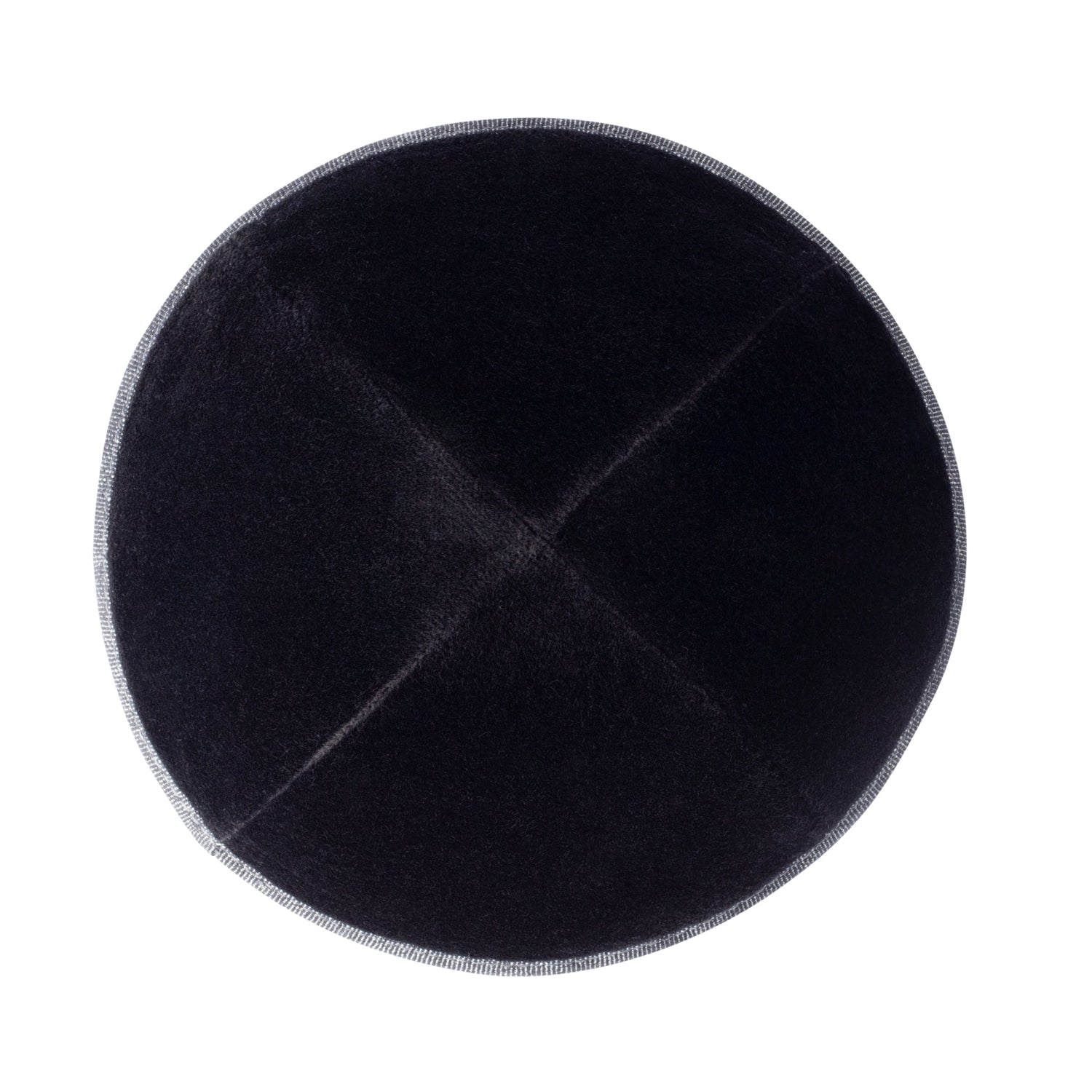Black Denim Kippah - showing rim trim, six-panel construction