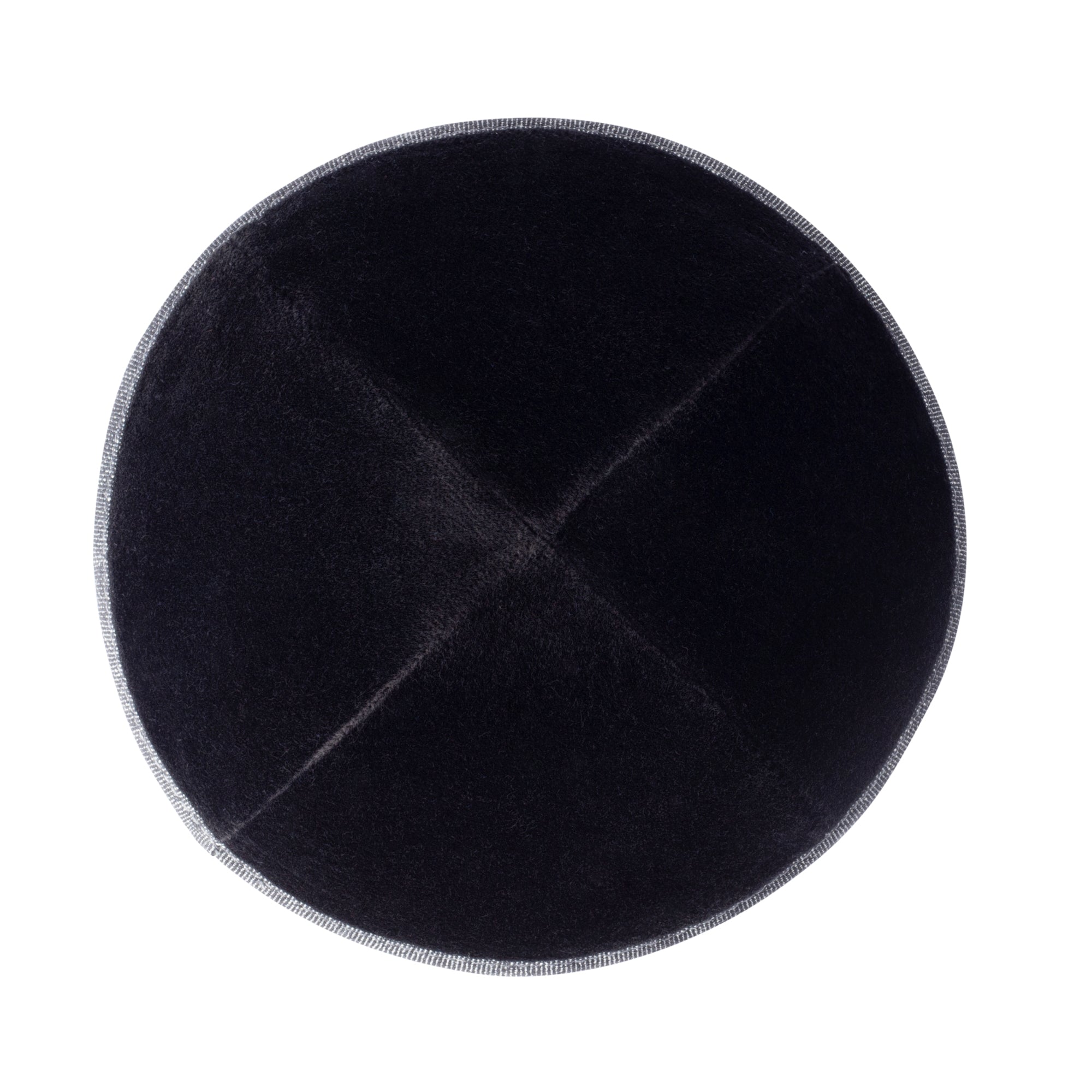 Black Denim Kippah - showing rim trim, six-panel construction