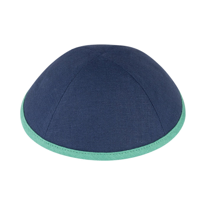 Navy Linen Kippah - iKippah by Judaica Square