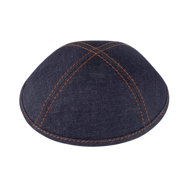 Navy Denim Kippah – Double Camel Stitching Yarmulke