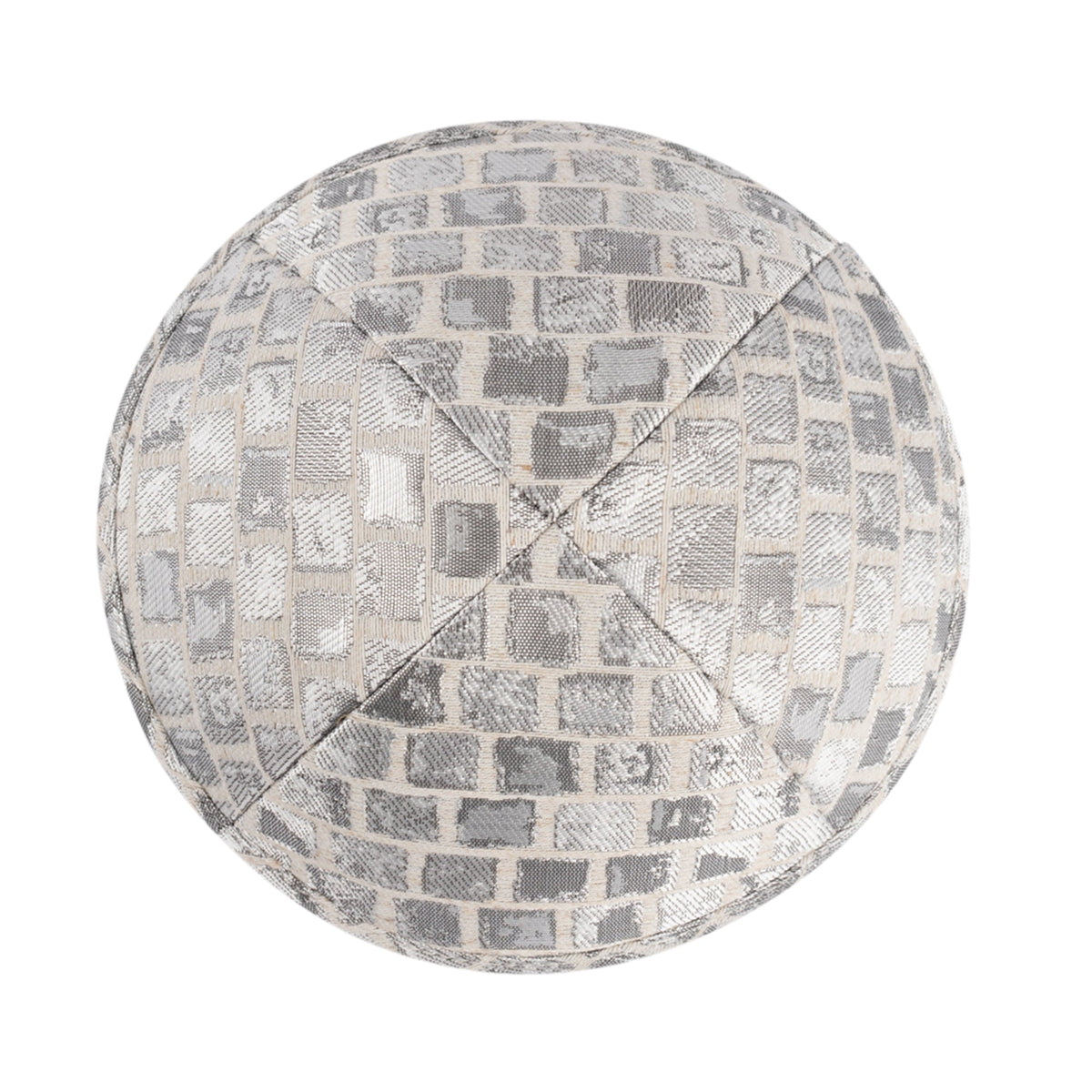 Silver Yarmulka Kippah - side view showing six-panel design