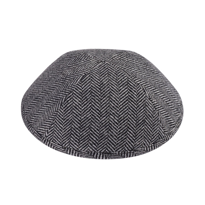 Herringbone Kippah – Gray Wool Yarmulke