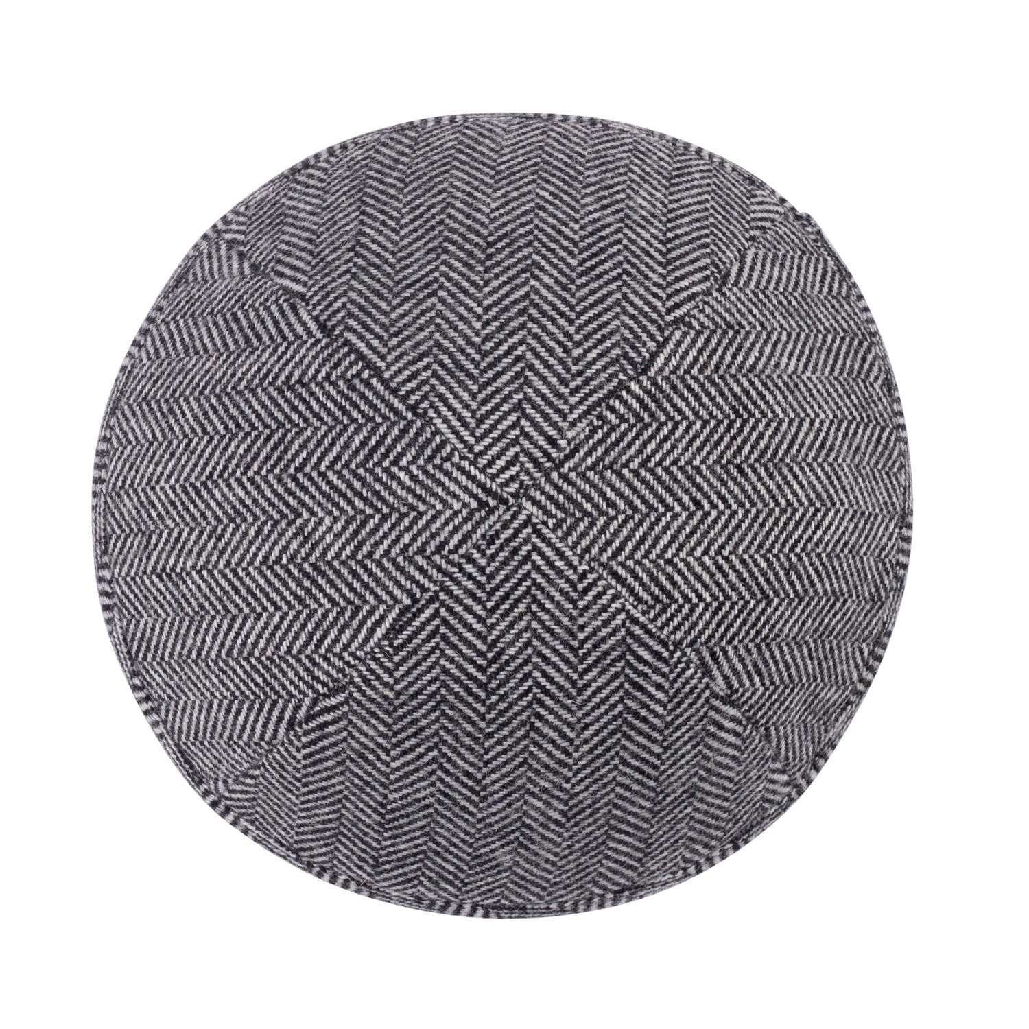 Gray Wool Kippah - side view showing six-panel design