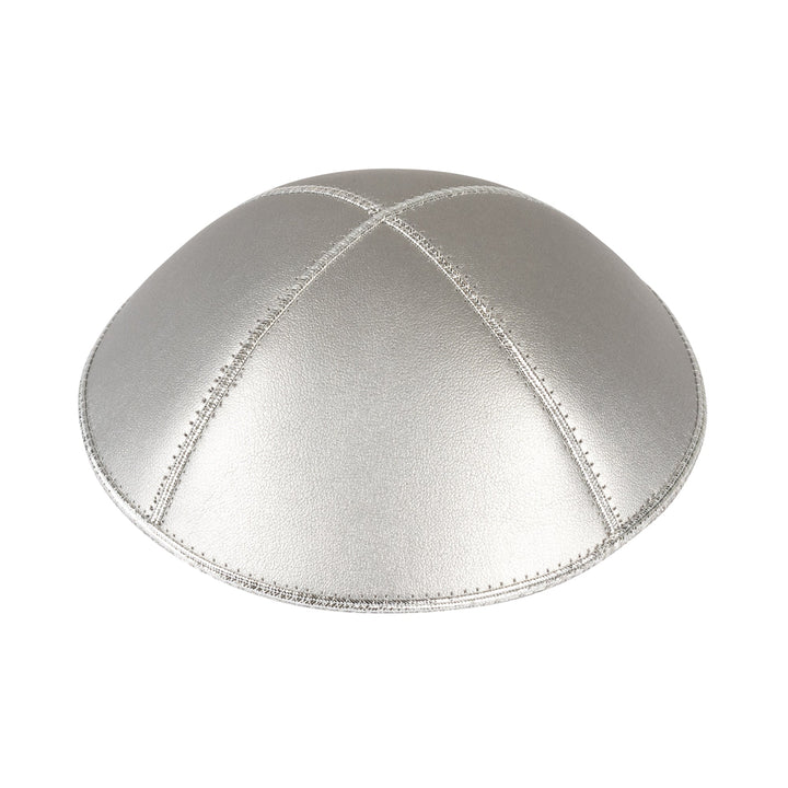 Silver Leather Kippah / Yarmulke