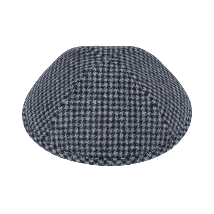Houndstooth Kippah – Gray Cotton Yarmulke