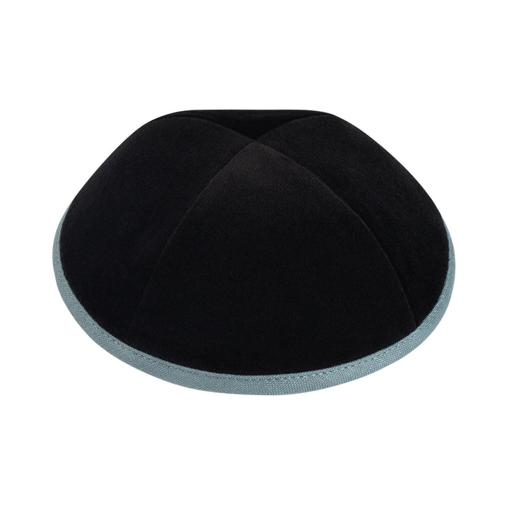 Black Velvet Kippah – Blue Grey Rim Yarmulke