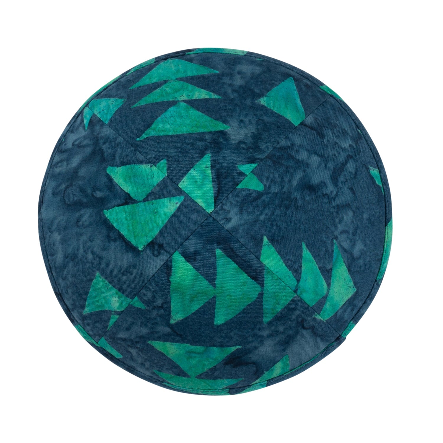 Green Yarmulka Kippah - side view showing six-panel design