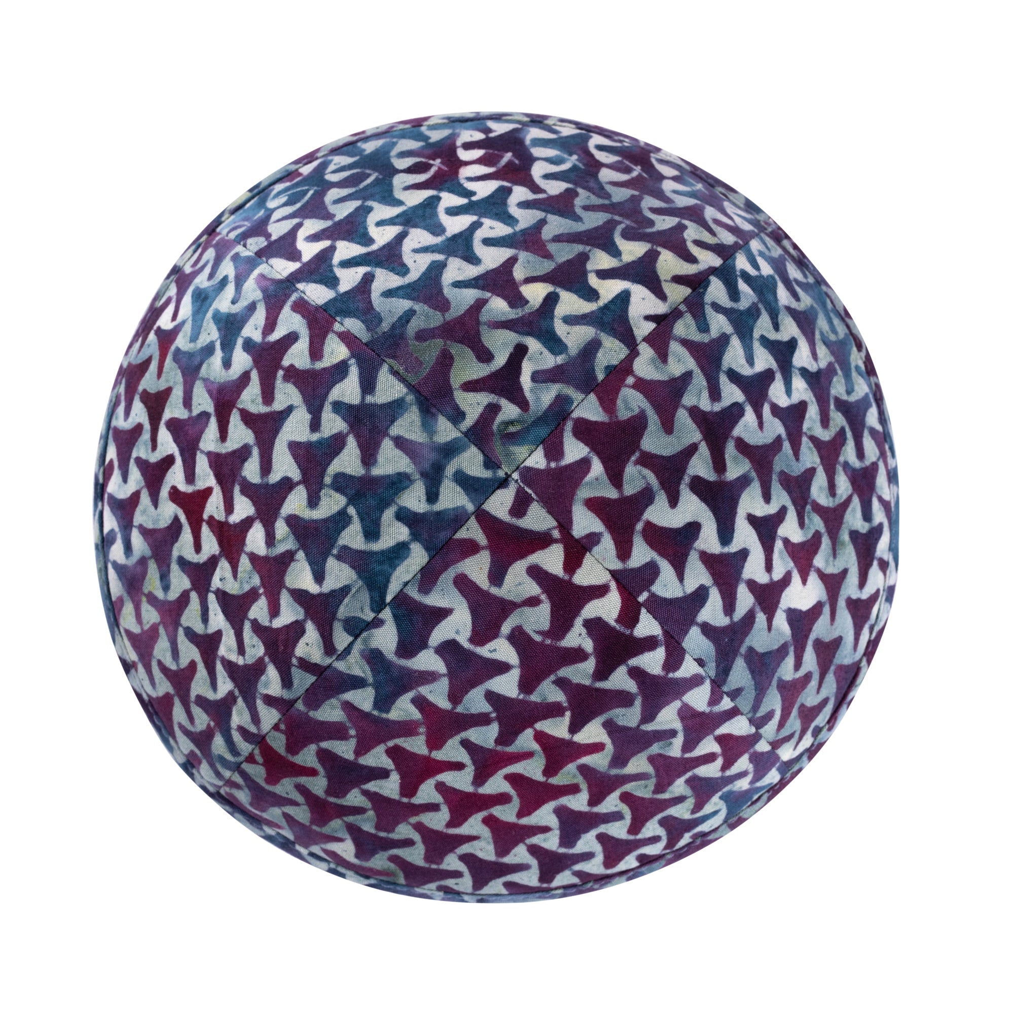 Blue Yarmulka Kippah - side view showing six-panel design