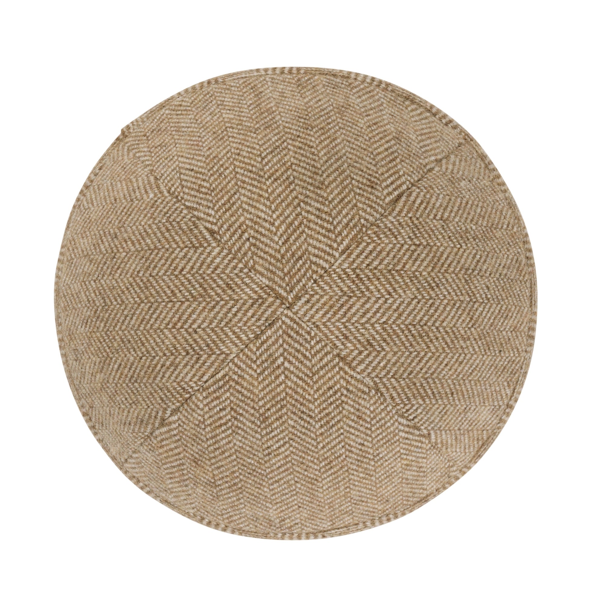 Beige Wool Kippah - side view showing six-panel design