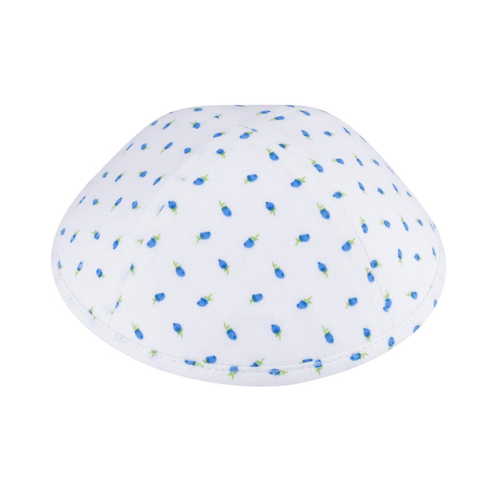Blue Rosebud Kippah – Floral Yarmulke