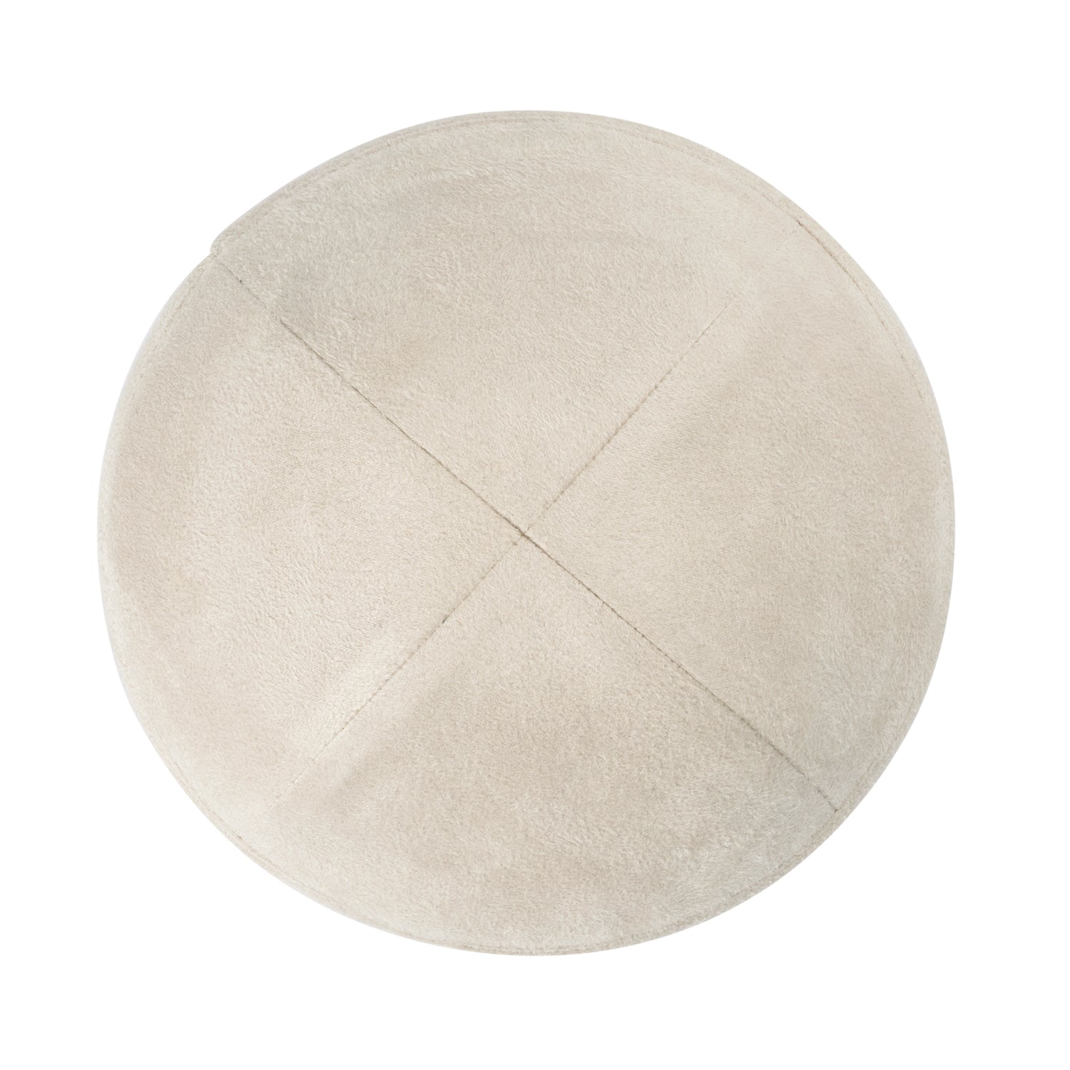 Beige Suede Kippah - side view showing six-panel design