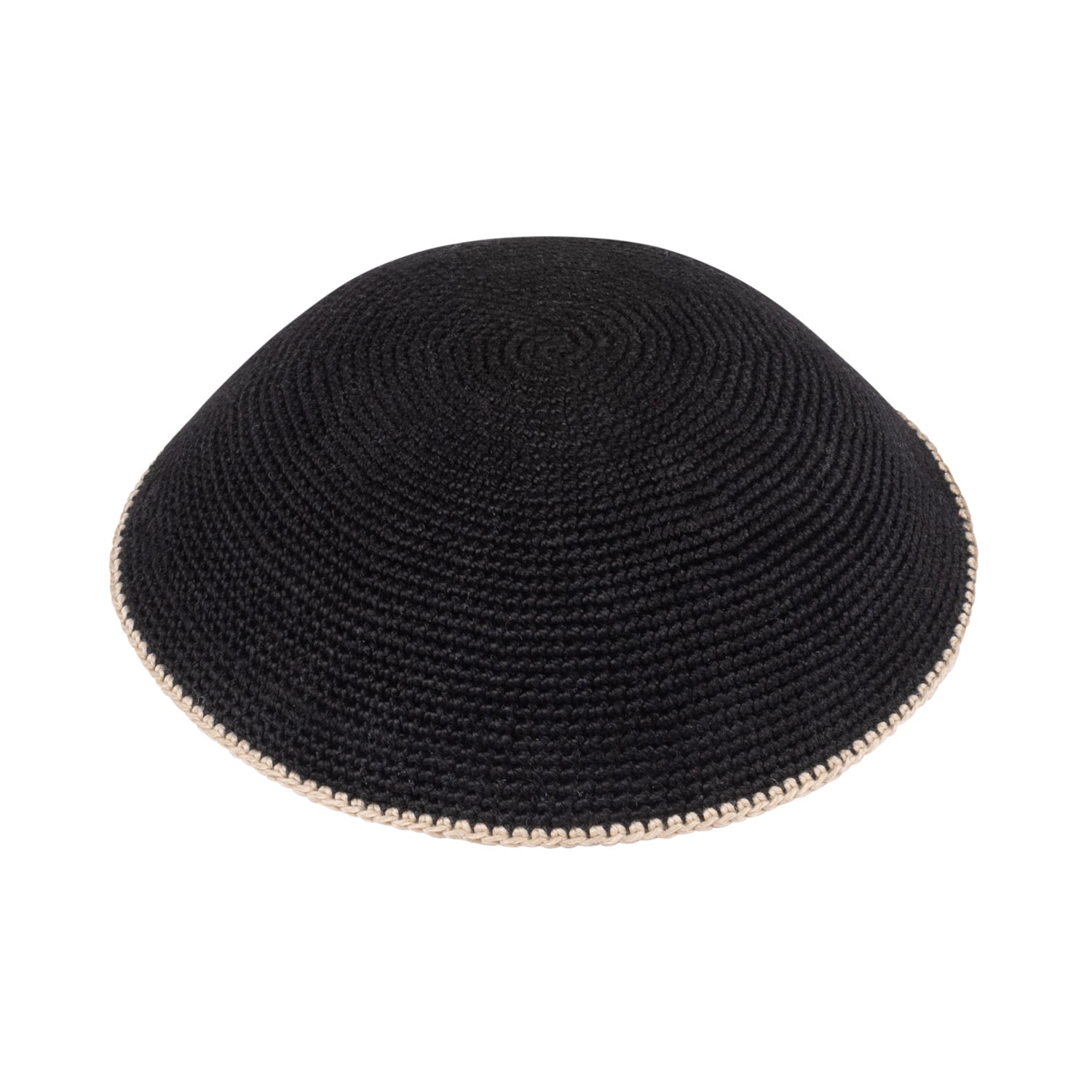 Knit Kippah - showing rim trim, six-panel construction