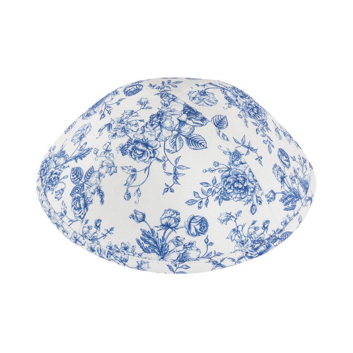 Blue Toile Floral Kippah – Yarmulke