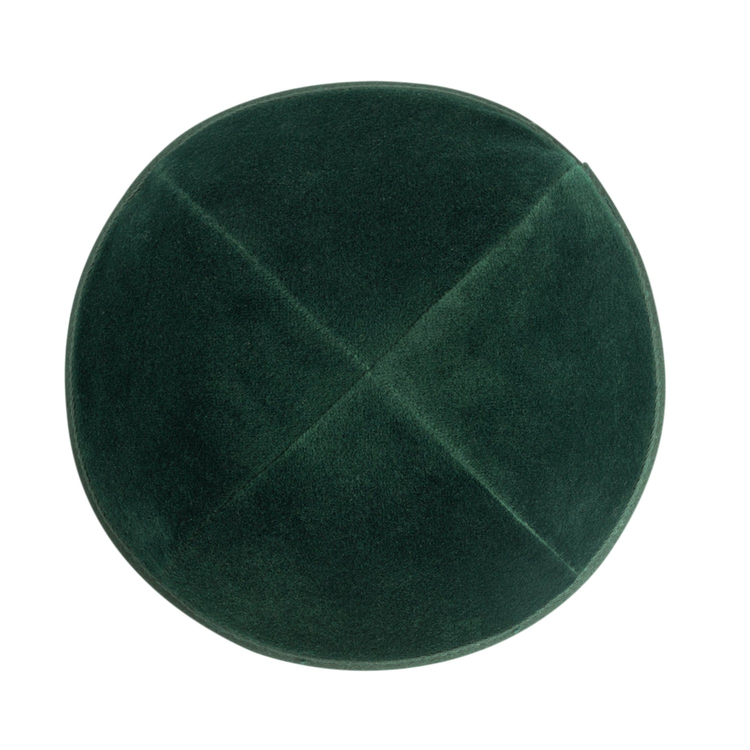Green Velvet Kippah - side view showing six-panel design