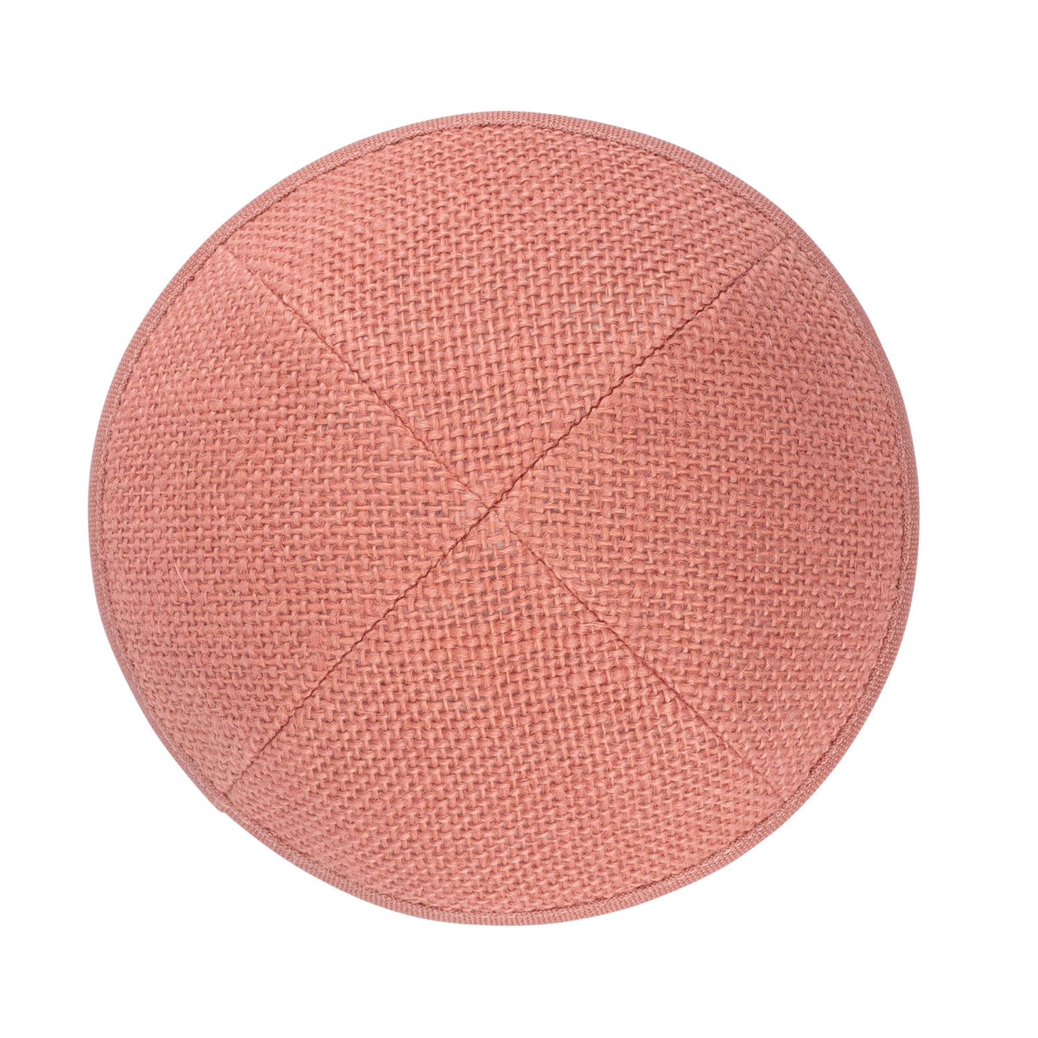 Salmon Burlap Kippah - side view showing six-panel design