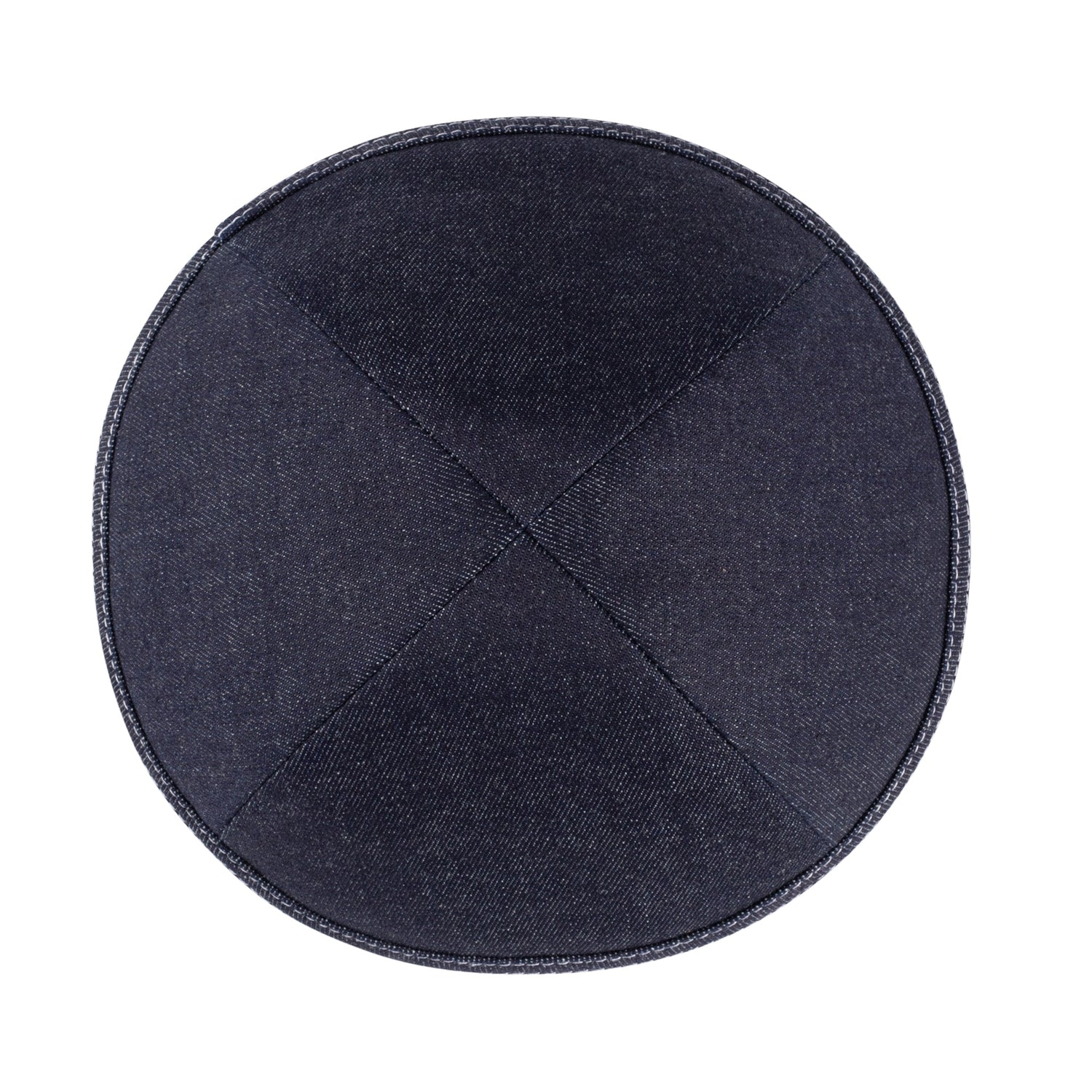 Navy Denim Kippah - showing stitching, six-panel construction