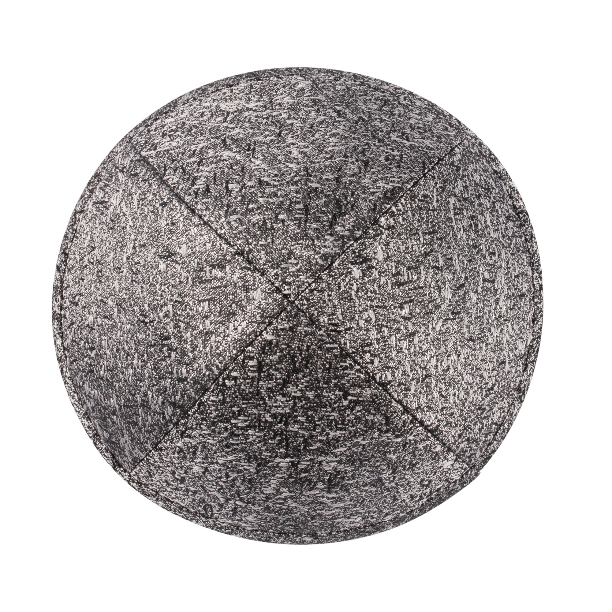 Silver Yarmulka Kippah - side view showing six-panel design
