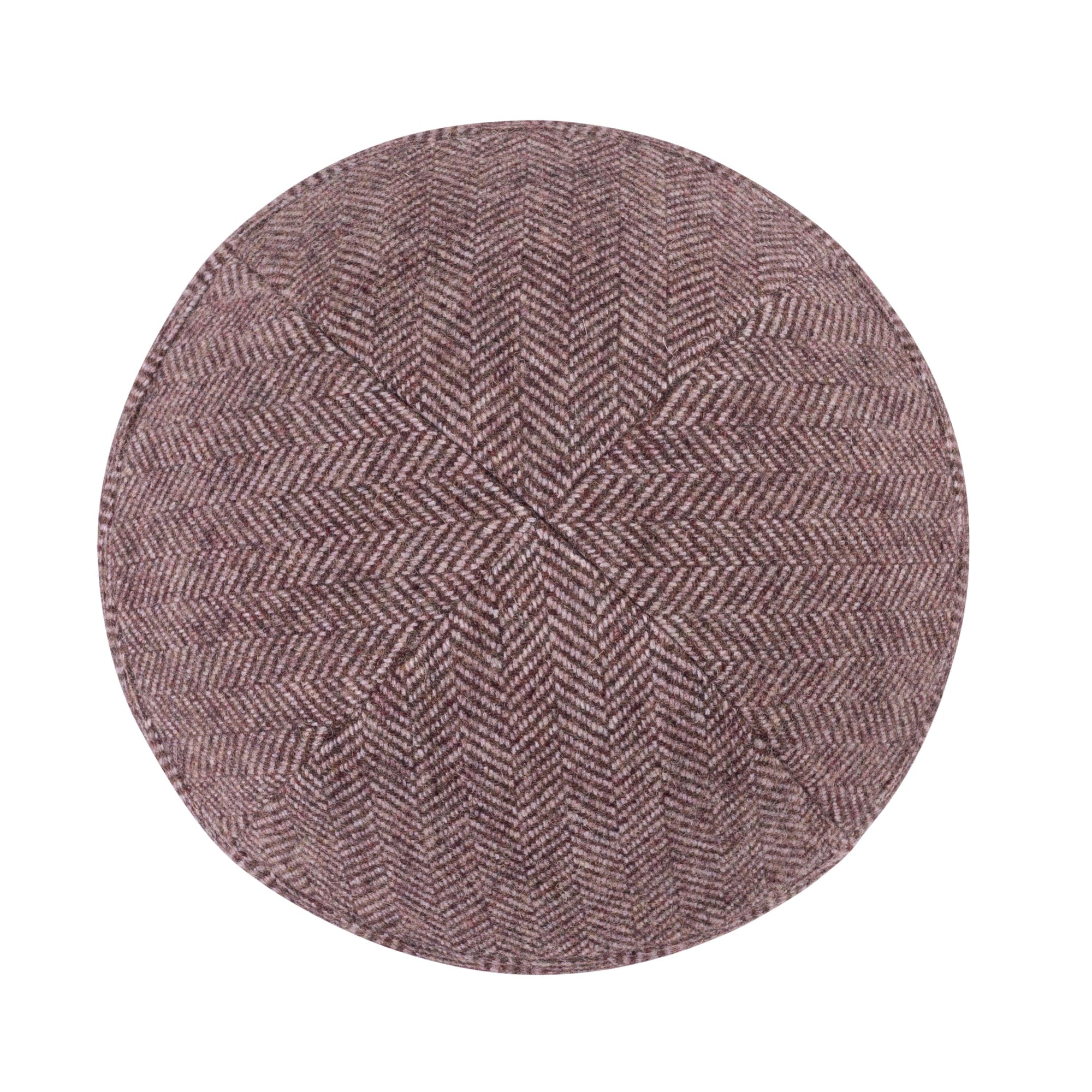 Maroon Wool Kippah - side view showing six-panel design