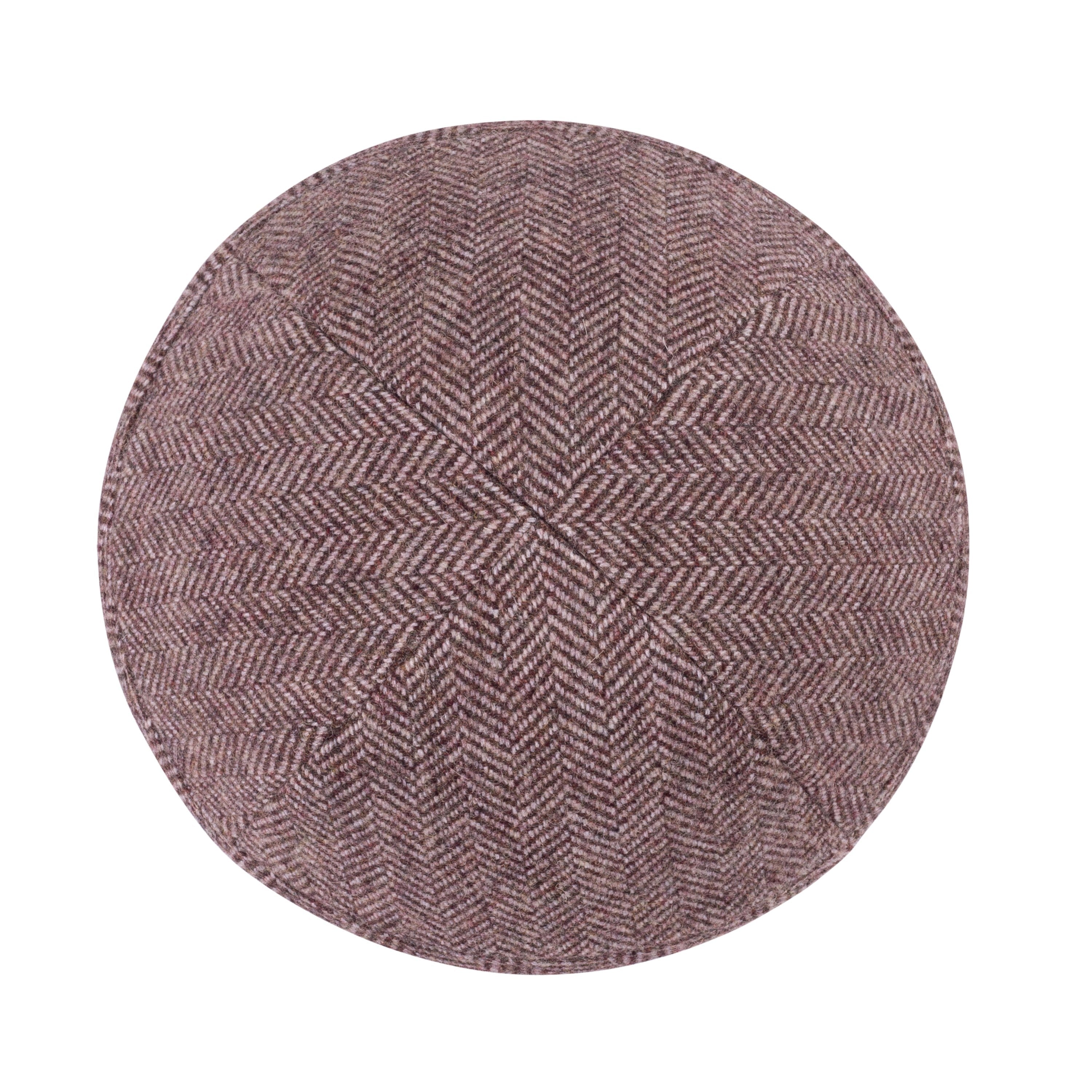 Maroon Wool Kippah - side view showing six-panel design