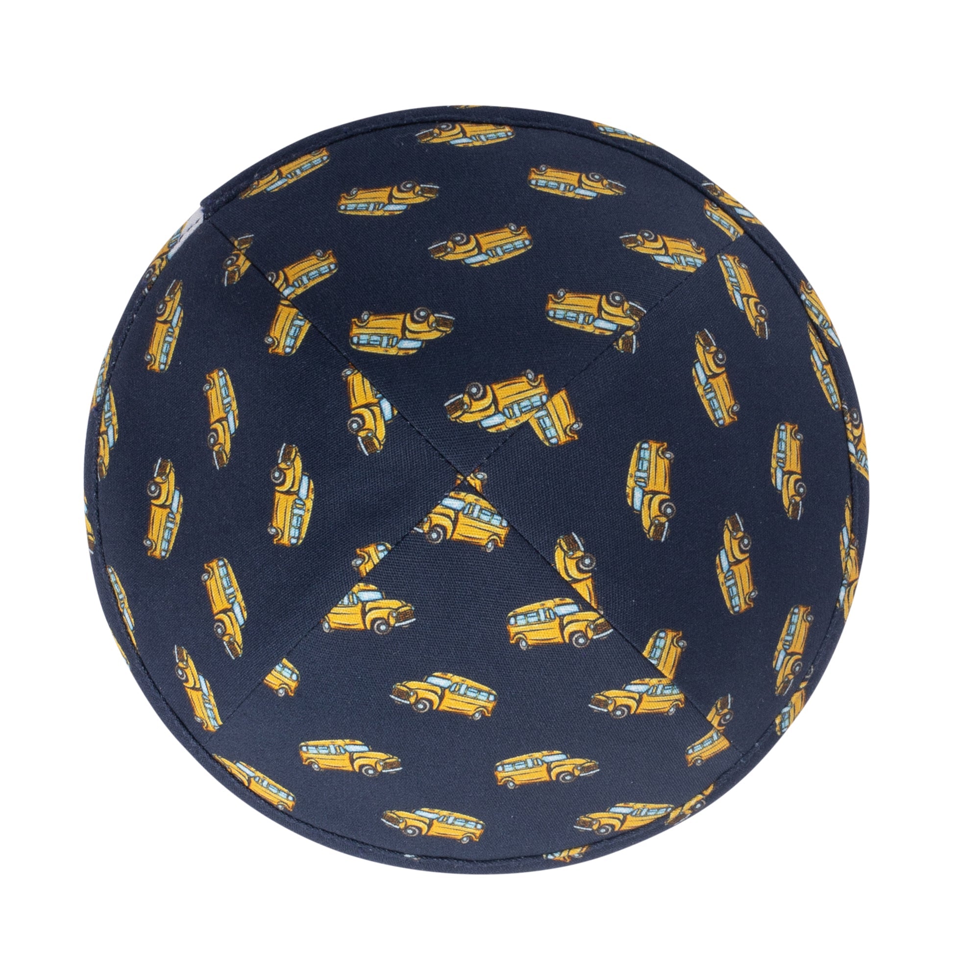 Yellow Yarmulka Kippah - side view showing six-panel design