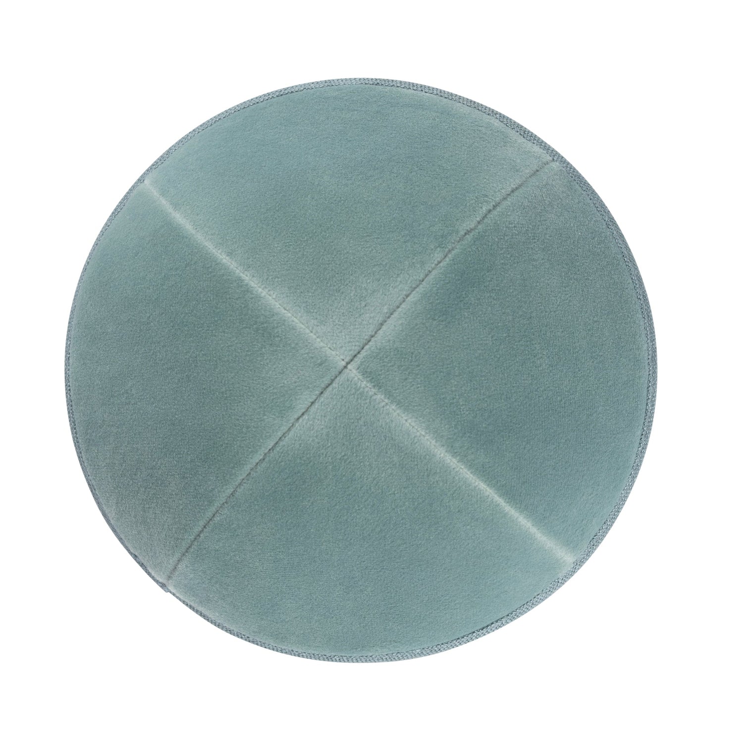 Green Velvet Kippah - side view showing six-panel design