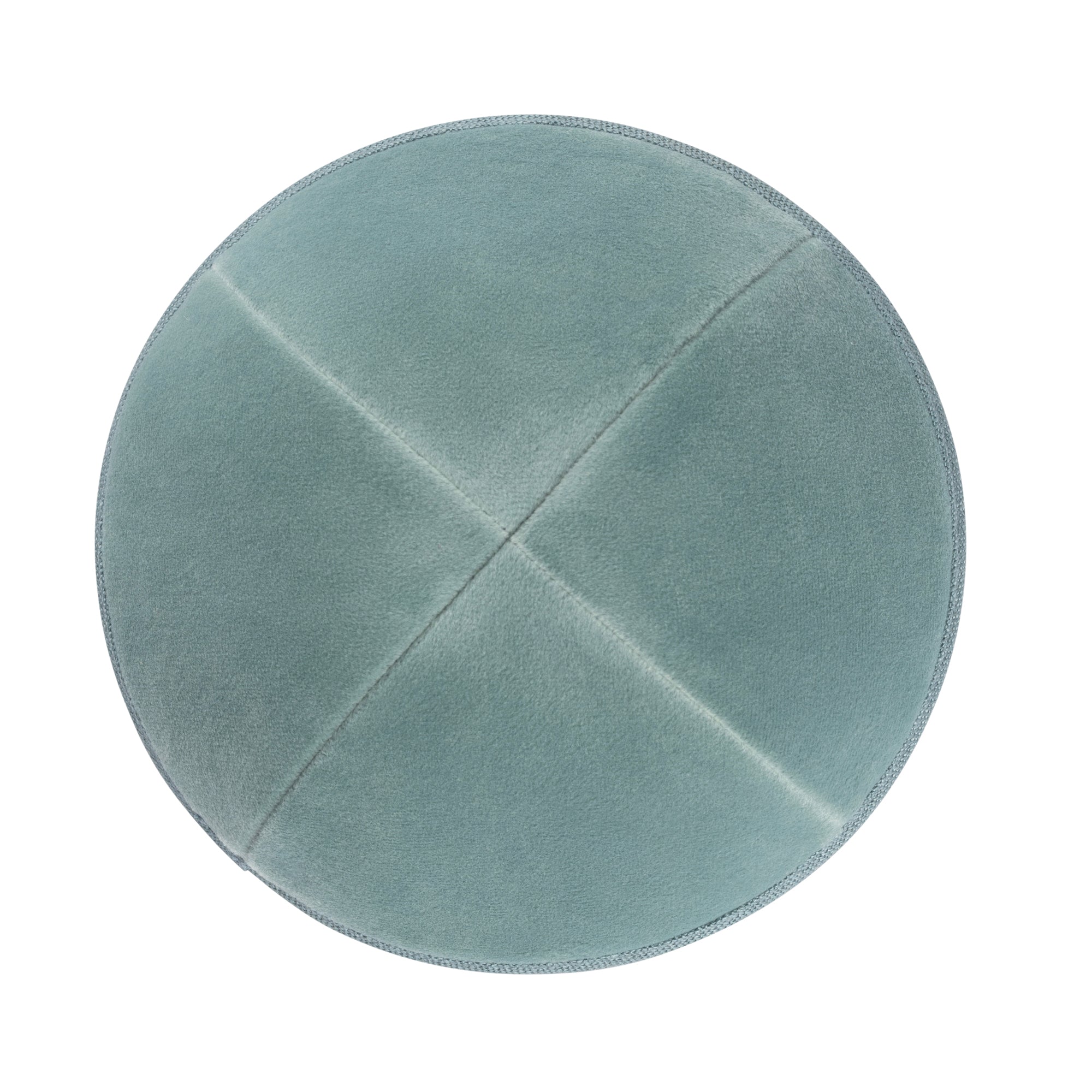 Green Velvet Kippah - side view showing six-panel design