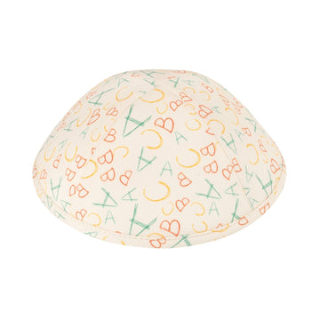 Cream Scattered ABC cotton iKippah kippah / yarmulke