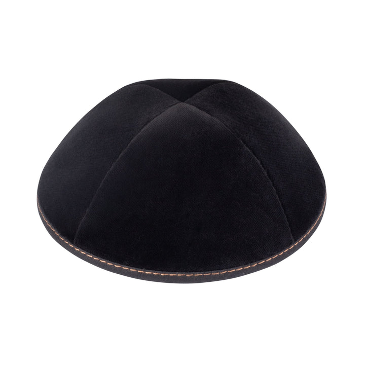 Black Velvet Kippah – Camel Stitching Yarmulke