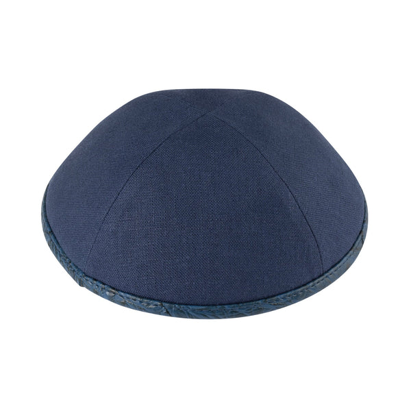 Navy Linen Kippah - iKippah by Judaica Square