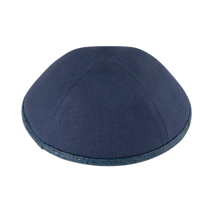 Navy Linen Kippah – Corcodile Rim Yarmulke