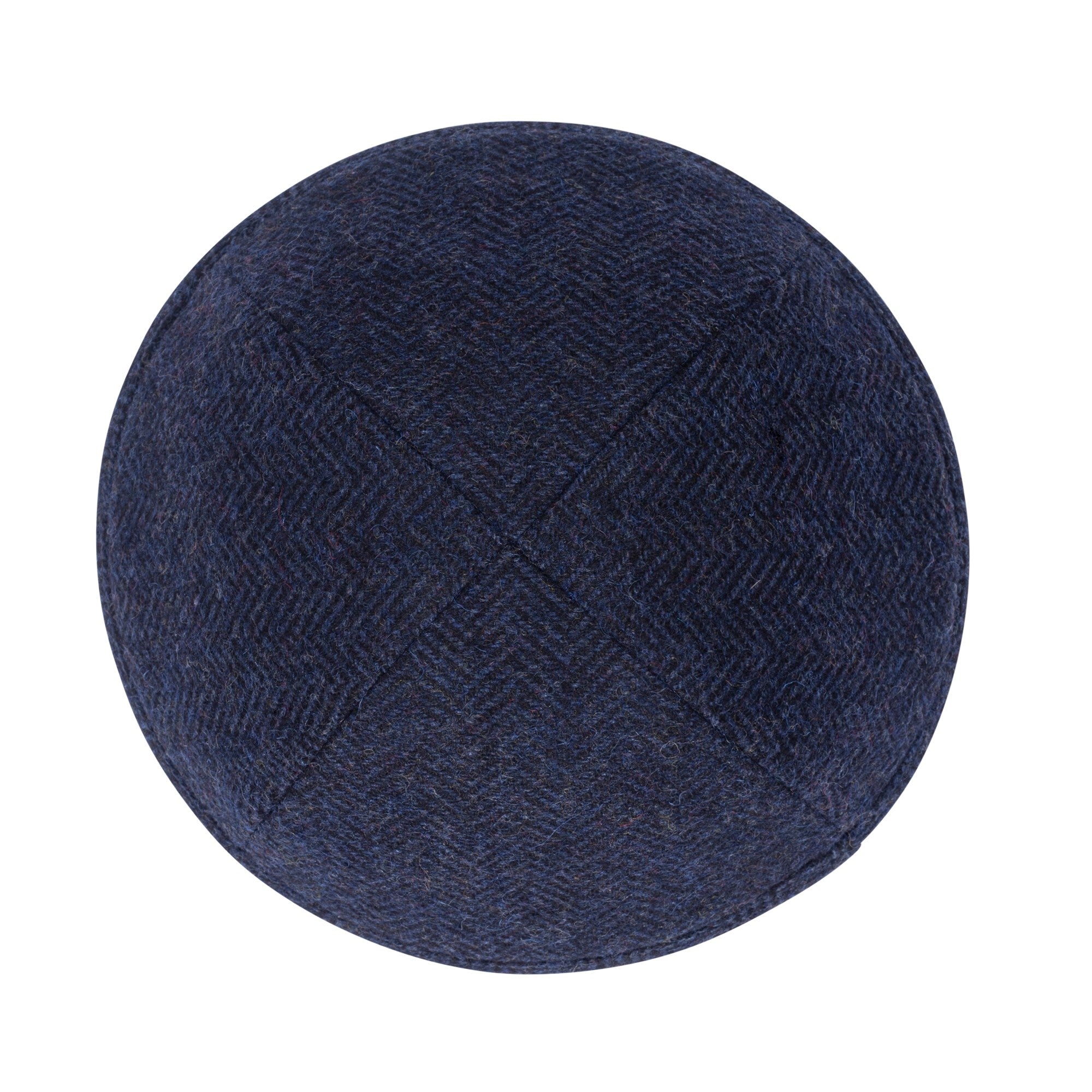 Navy Wool Kippah - side view showing six-panel design