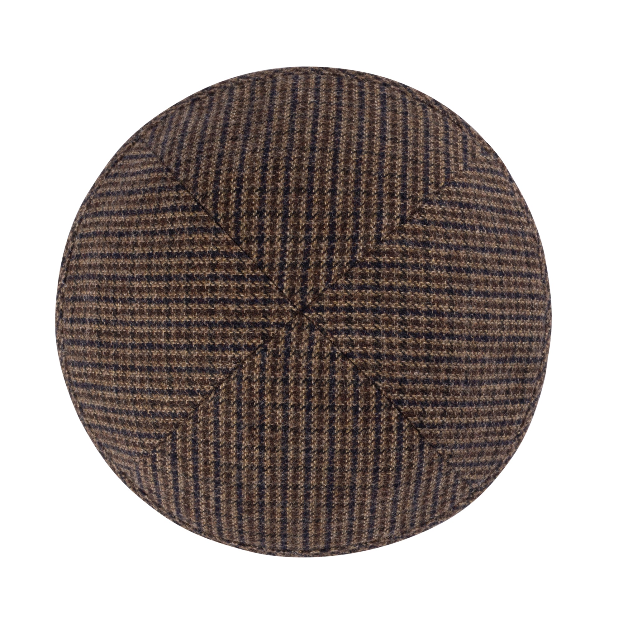Brown Yarmulka Kippah - side view showing six-panel design