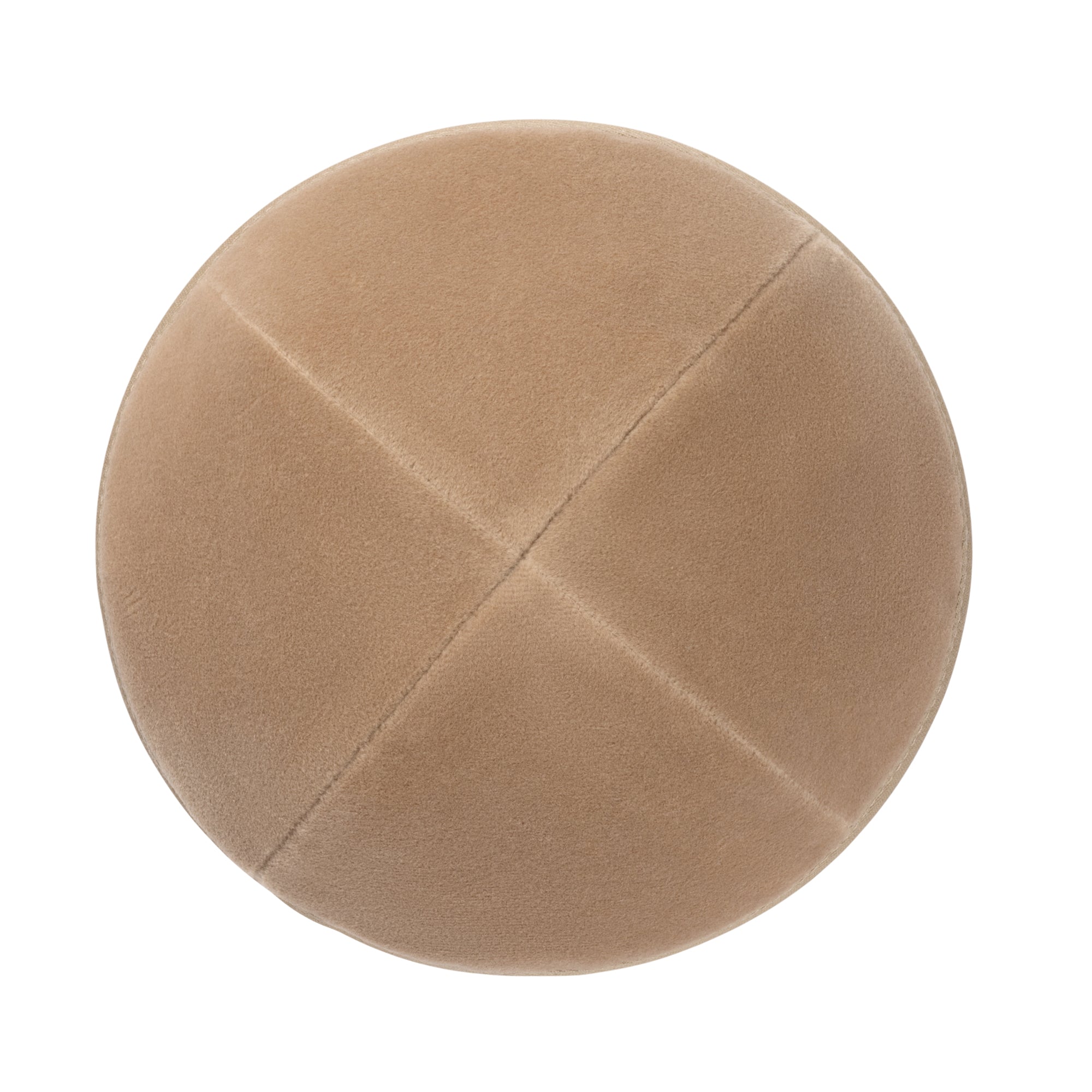 Camel Velvet Kippah - side view showing six-panel design