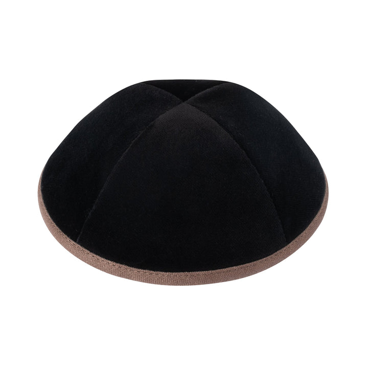 Black Velvet Kippah – Brown Rim Yarmulke