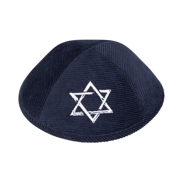 Navy Corduroy Kippah for Upsherin - iKippah by Judaica Square