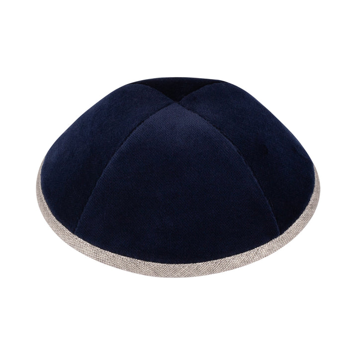 Navy Velvet Kippah – Coffee Rim Yarmulke