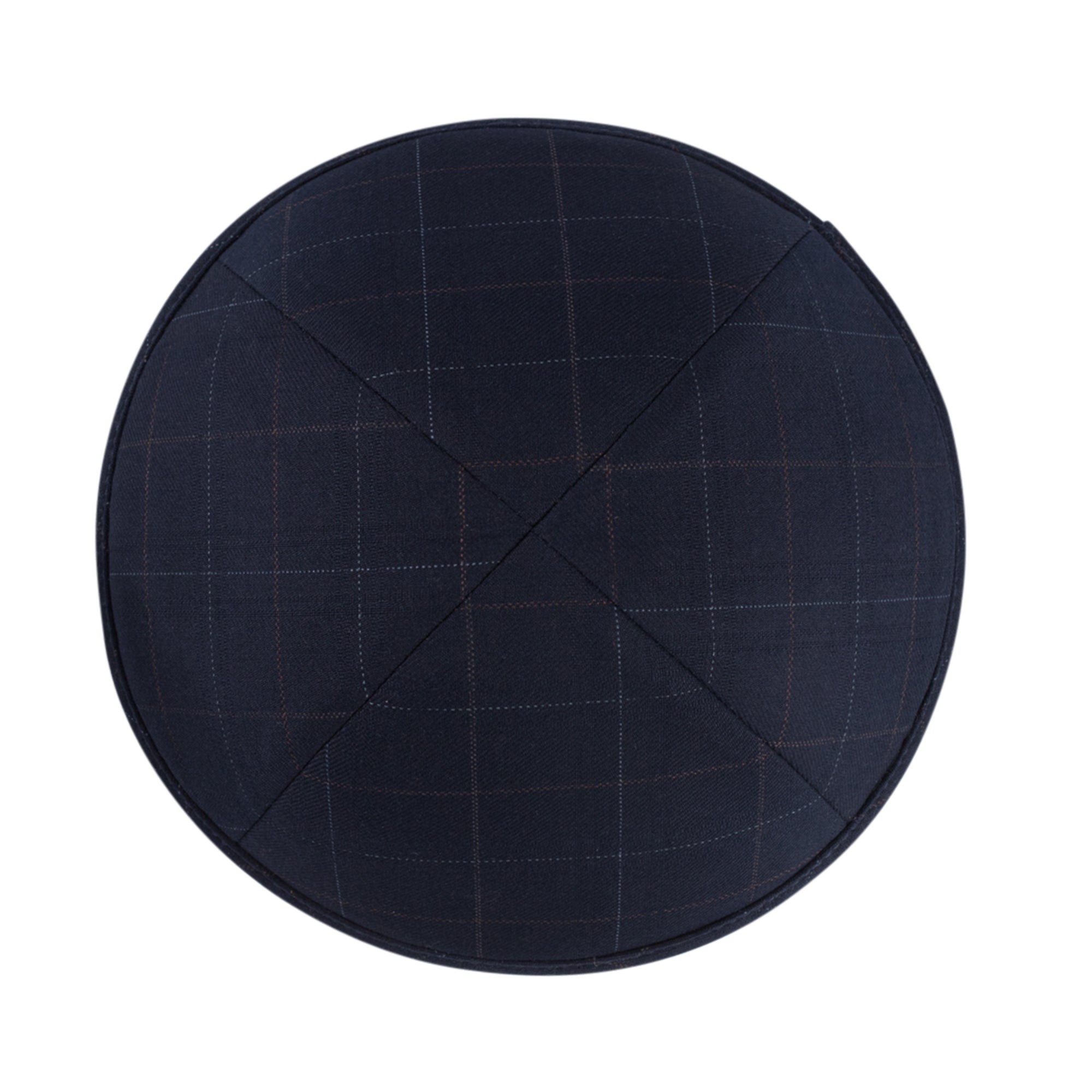 Navy Yarmulka Kippah - side view showing six-panel design
