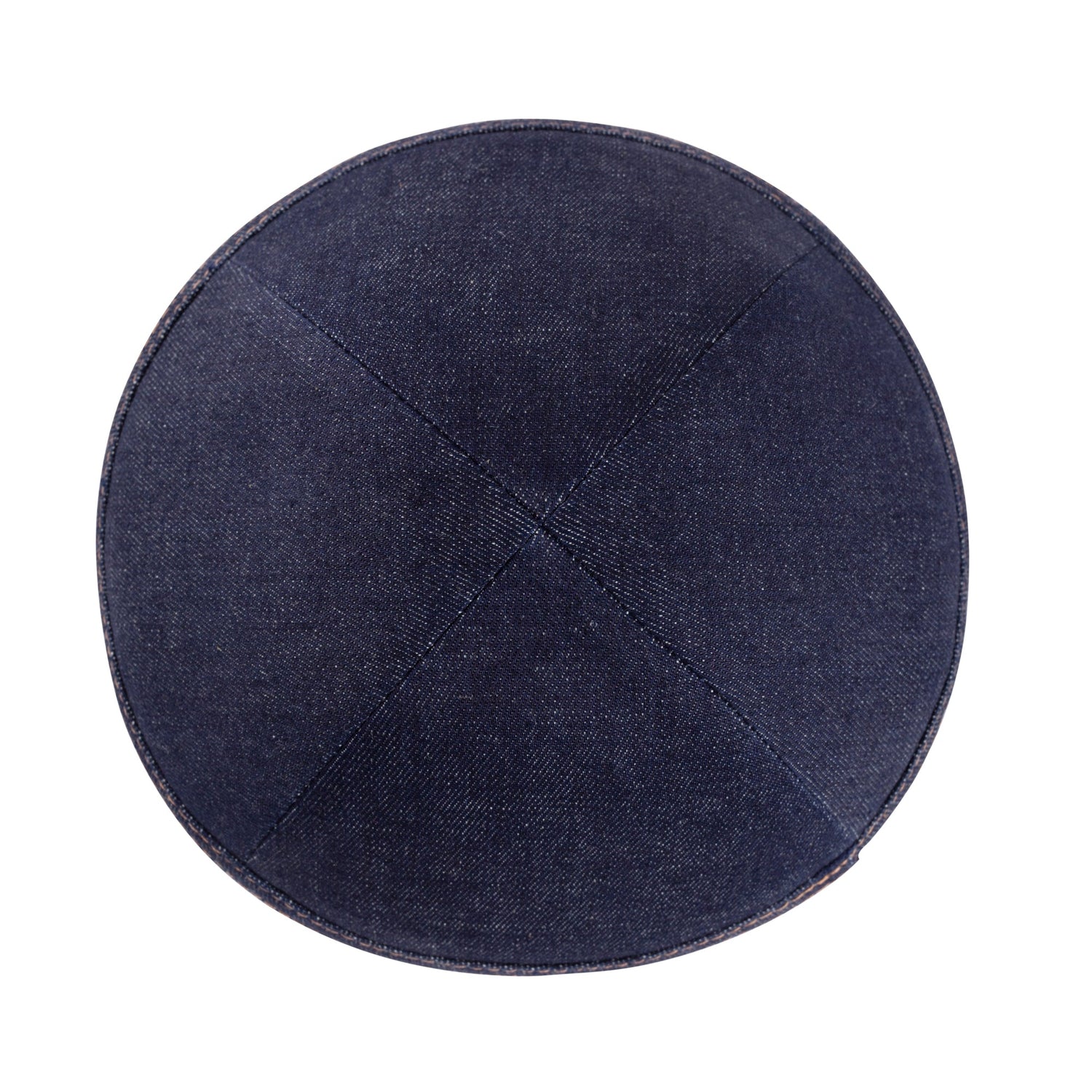 Navy Denim Kippah - showing stitching, six-panel construction