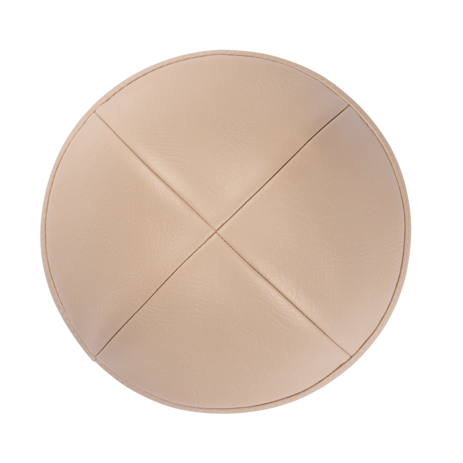 Taupe Leather Kippah - side view showing six-panel design